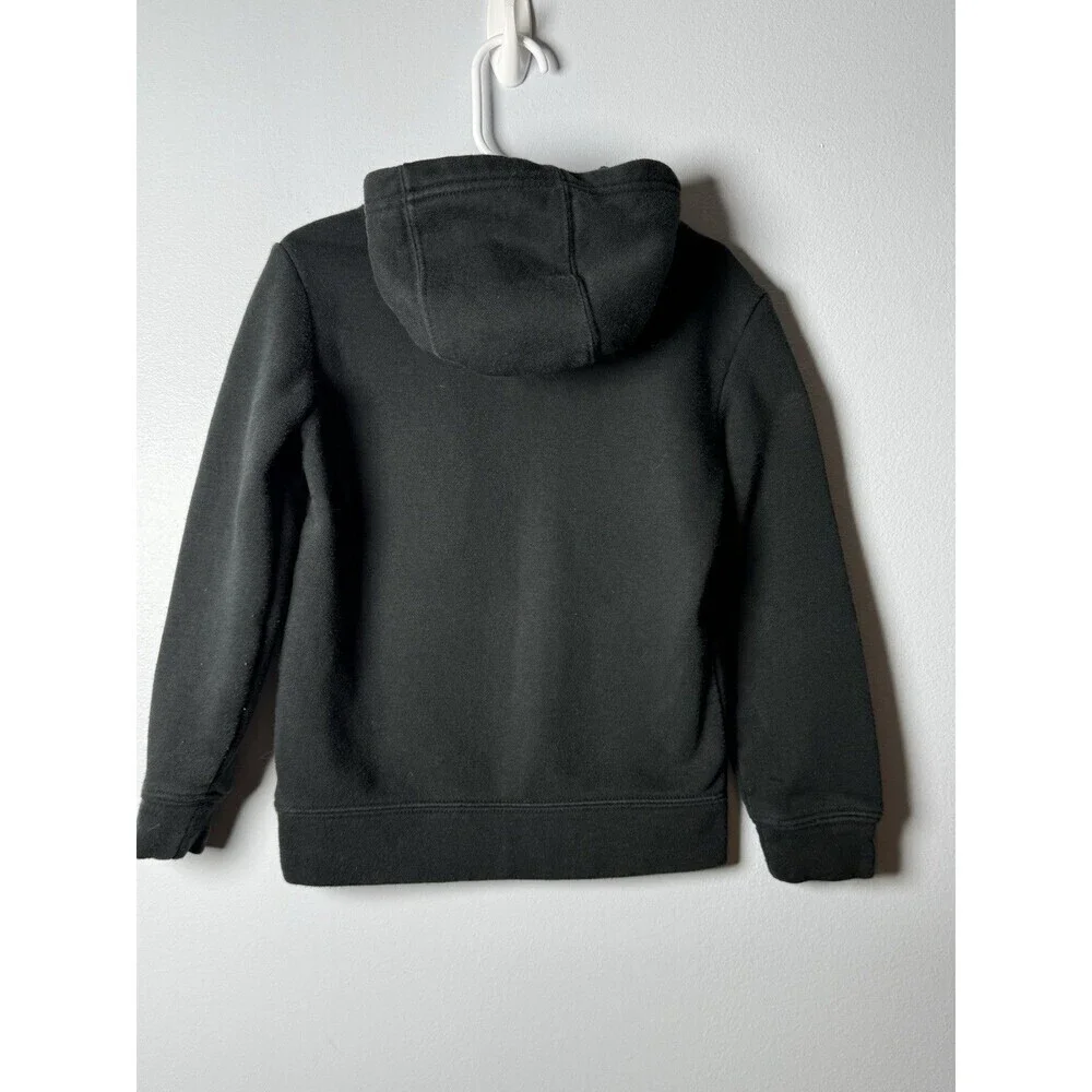 Nike Youth Black Pullover Sweatshirt Hoodie Grey Textured Swoosh Size 4 XS